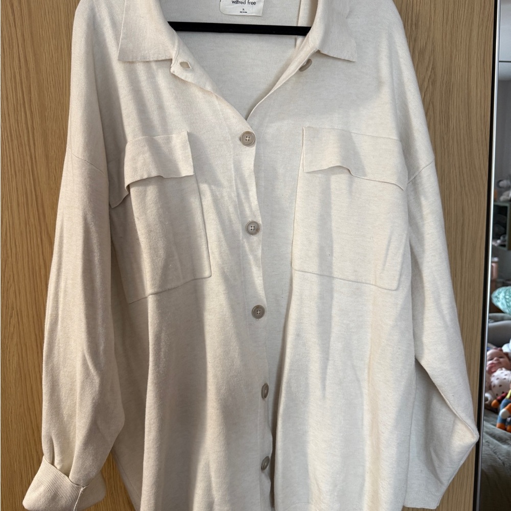 Wilfred Cream Button-Front Oversized Cardigan